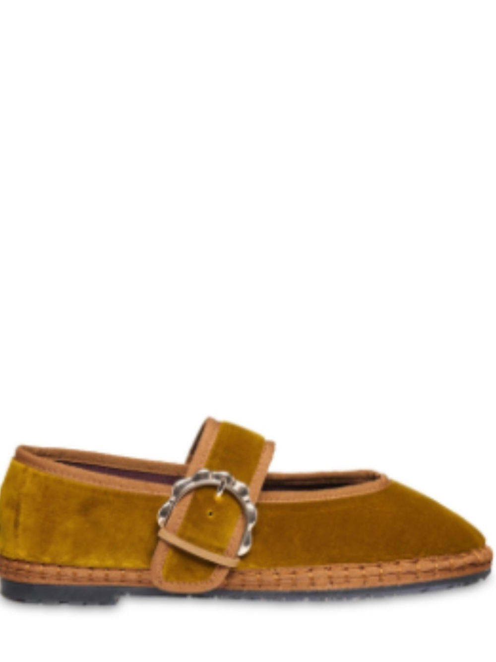 Women’s Suede Mary Jane Flats in Mustard with Buckle